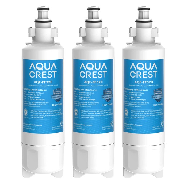 3X AQUACREST 257760 Fridge Water Filter, Compatible with Panasonic CNRAH-257760
