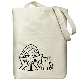 itgowisa Canvas Tote Bag Zipper Tote Bag Women Canvas Bag with Pocket Double-Sided Pattern Shoulder Bag Fun Unique Book Tote Bag for Grocery Work Shopping Travel Commuting Daily College Student Gifts