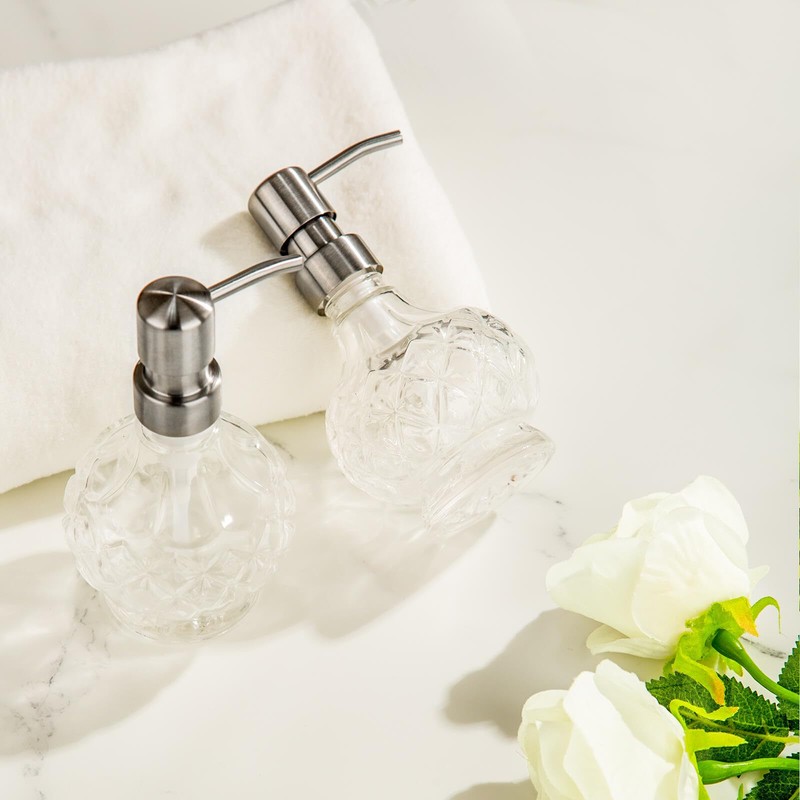Glass Soap Dispenser Bathroom Hand Soap Dispenser with Stainless Steel
