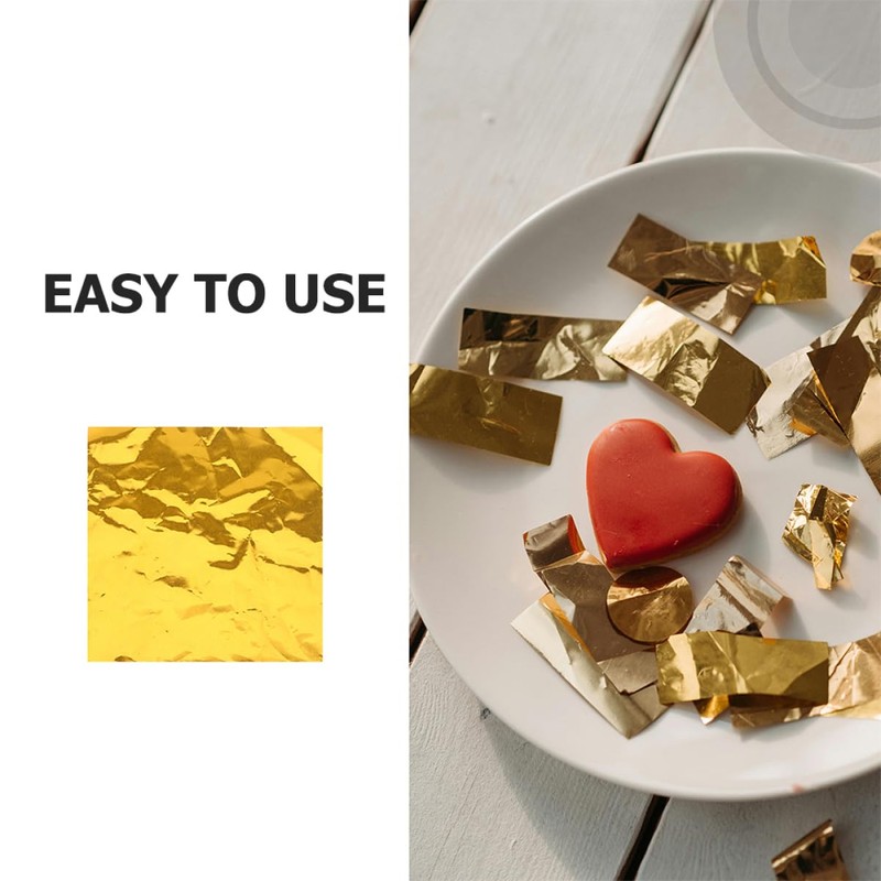 KICHOUSE Homemade Candy Wrappers 200pcs Square Golden Foil Wrappers Personal