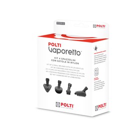 Polti Vaporetto PAEU0399 Set of 4 Nylon Bristle Brushes for Cleaning Tiles, Hobs, Grouts, and Sanitary Ware
