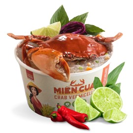 SIMPLY FOOD Instant Crab Glass Noodles (Miến Cua) - 9 BOWLS/ 55g each – Chewy, Clear Glass Vermicelli Noodles in a Seafood Crab Broth