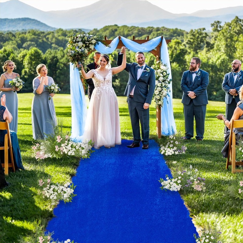 QueenDream Royal Blue Velvet Aisle Runner: 4.5FT x 20FT -