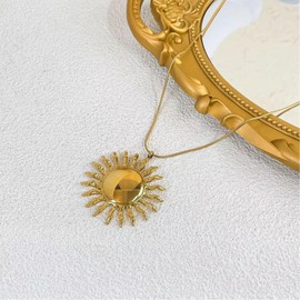 JNF Gold Charm necklace for women Crystal Rhinestone Coins Beach Heart Fruit Sun Moon Star Boho Gold Silver Paperclip Chain Charm Necklaces