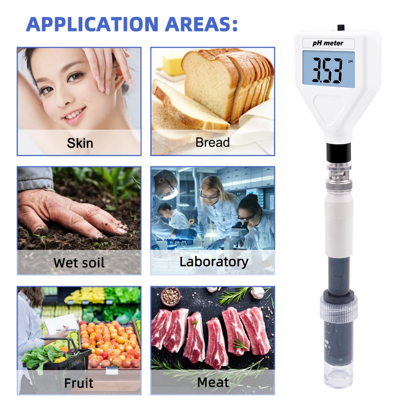 PH-98218 Skin PH Meter Acidimeter Tester Replaceable Probe LCD Display
