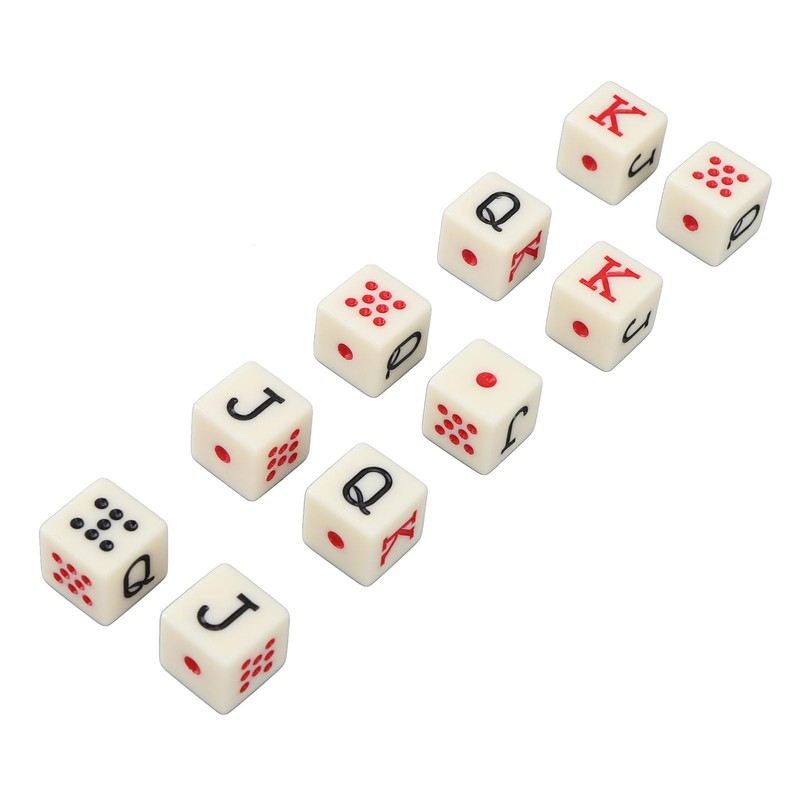 Pack of 20 Spanish Poker Dice, 6-Sided Poker Dice, Spanish