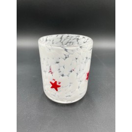 Anthropologie Icon Juice Glass Confetti Edition Red Star 17.25 Oz. 4.5”x3.5” NIB