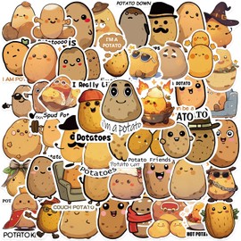 50Pcs Potato Stickers for Skateboard,Notebook,Computer,Suitcase,Bumper,Bike,Laptop,Scrapbook,Funny Vegetable Sticker,Waterproof Vinyl Cute Water Bottle,Stickers,Gift for Kids Adults