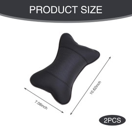 jokormo 2 PCS Car Seat Neck Pillow, 9.8" x 6.6" x 3.5" Comfortable Support Neck Pressure Relief Cushion for All Seasons, Bone Shaped Breathable PU + Soft Fill Pillow, Universal for Cars (Black)