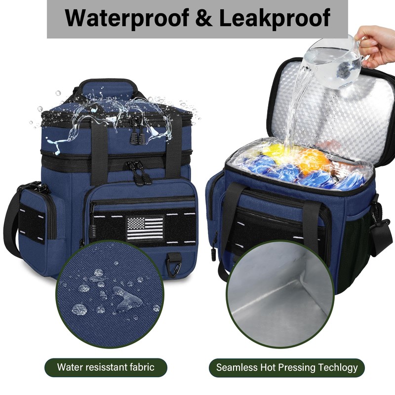 TENKIST Expandable Tactical Lunch Box, Large Insulated Lunch Cooler Bag