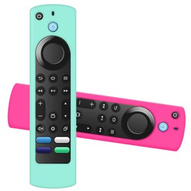 2 Pack Silicone Remote Covers Replacement Compatible with Toshiba and Insignia Fir TV Remote, Silicone Sleeve Case for CTRC1US21 NS-RCFNA-21 Remote Cover (Sky Blue & Rose Red)