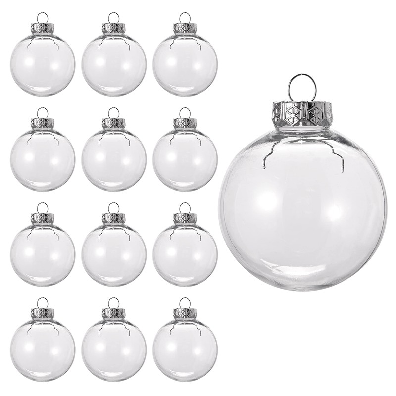 THE TWIDDLERS - 15 Pack Christmas Fillable Clear Plastic Baubles,