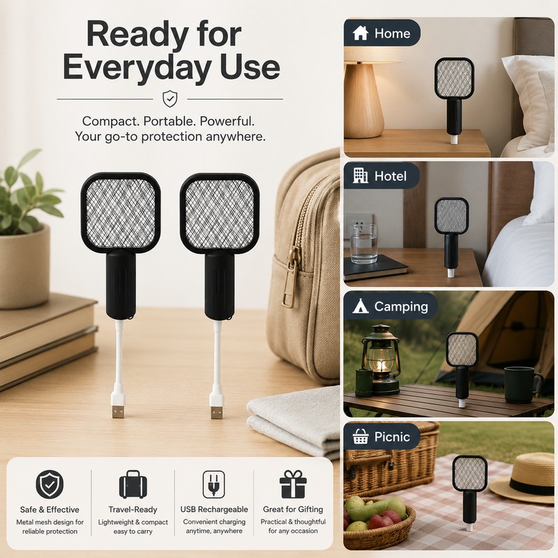 2 Piece USB Mosquito Swatter Trap for Camping – 2-in-1