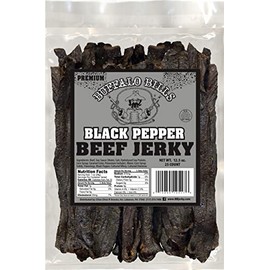 Buffalo Bills 12.5oz Premium Black Pepper Beef Jerky 7" Strips (25 smoked jerky strips per bag)