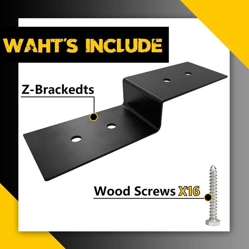 VEVIVOOVY 10“ x 3” Heavy Duty Steel Z Bracket,Double Angle