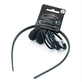 Amber Jewellery 11 Piece Hair Band Headband Alice Band Ponio Elastics Snap Hair Clip Set Green - 25995