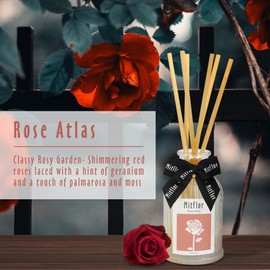 Reed Diffuser, MitFlor Rose Atlas Fragrance Diffuser Set with Natural Rattan Sticks, Romantic Floral Scent Diffuser for Living Room, Bedroom, Bathroom, Office and More, 3.4 fl oz