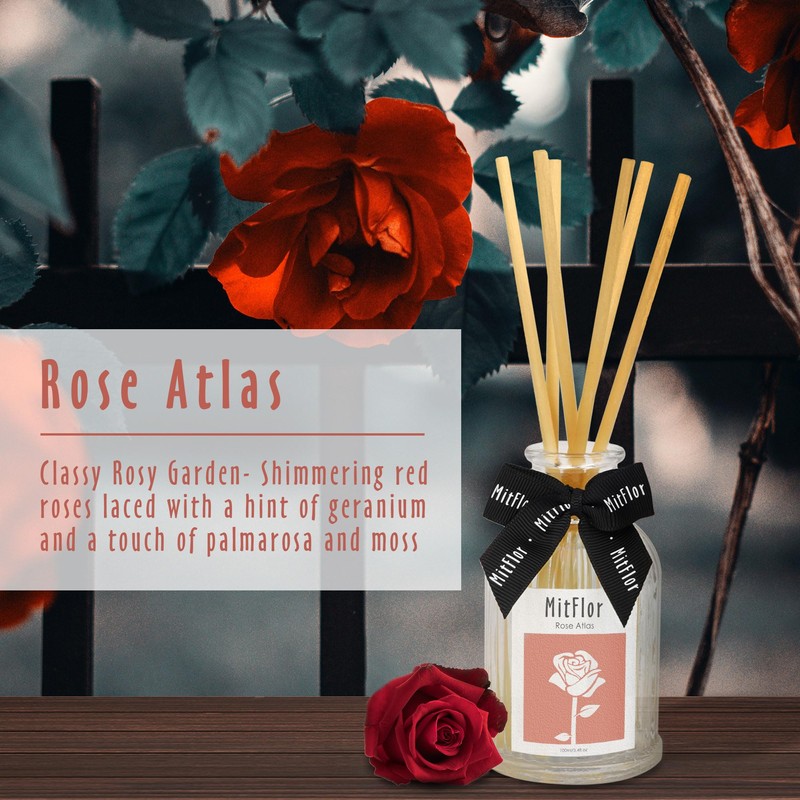 Reed Diffuser, MitFlor Rose Atlas Fragrance Diffuser Set with Natural