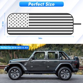 Jimen Compatible with 2018-2023 Jeep Wrangler JL JLU Gladiator JT, American USA Flag Car Windshield Sun Shade Window Sun Visor