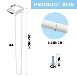 Enenes 20.4 Inch Foldable Hairpin Legs (4PCS) - Heavy Duty Metal Table Legs with Screws for Coffee Table, Desk, Nightstand - Easy Installation & Space-Saving Design