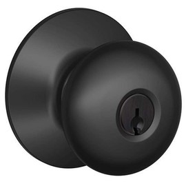 Schlage F80-PLY Plymouth Storeroom Door Knob Set, Matte Black