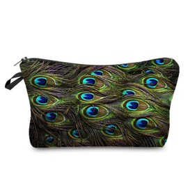 Livel lhood Peacock Feather Cosmetic Bag for Women Cute Makeup Bag for Purse Travel Toiletry Storage Zipper Pouch for Girls Women Families Friends Sisters Gifts Makeup Bag for Her