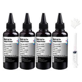 Dikarsum Refill Ink Kit for HP 60 61 62 63 94 95 96 564 920 901 902 932 933 934 940 950 951 952 Inkjet Printer Cartridges for Refillable Ink Cartridges CISS System with 1 Free Syringe(4x100ml BK)