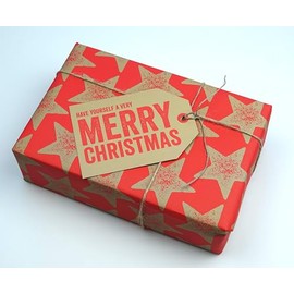 Dear Henry Wrapt Giant XXL Tags - 12 Pack, 10x15cm Labels with String, Gift Wrapping - Recyclable - Made in UK from Sustainably Sourced Materials (Merry Christmas)