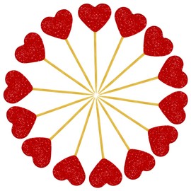 Decoración para cupcakes con forma de corazón con purpurina, 50 piezas de amor para el día de San Valentín, decoración de tartas para bodas, bodas, fiestas de cumpleaños, baby shower