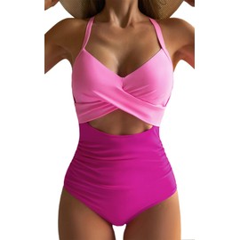 COLIZERE Traje de Baño para Mujer Completo Bañador sin Manga con Cuello en V para Playa Piscina