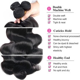 Cofamiso Human Hair Bundles 10 12 14 Inch Body Wave Bundles Human Hair 3 Bundles Human Hair Brazilian Human Hair Bundles Weave Bundles Deals Real Human Hair Natural Black Color
