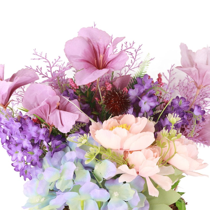Lavender Basket Wreath for Front Door Artificial Spring Summer Wreath