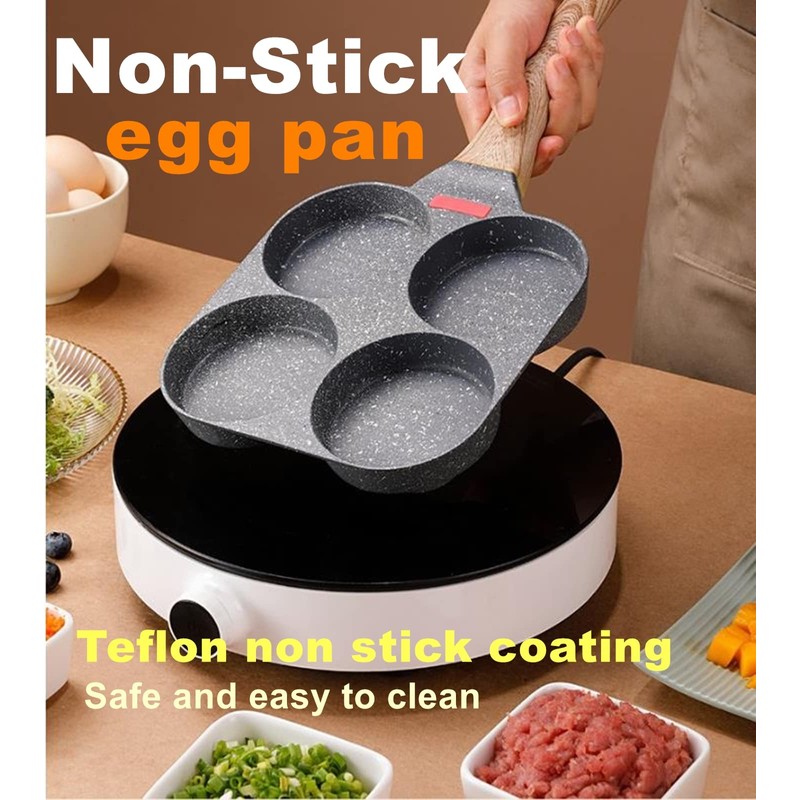 HUPECHAM 4-Cup Egg Pan Nonstick, and Granite Egg Frying Pan,