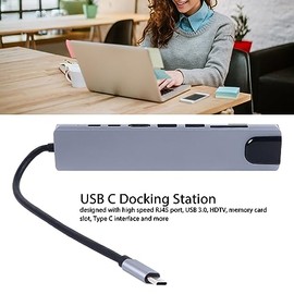 Yoidesu Adaptador Multipuerto USB C Hub, Adaptador USB C 8 en 1 con HDMI, Lector de Tarjetas SD/TF, Puerto USB C, USB 3.0, Ethernet RJ45 para Todos los Dispositivos Tipo C