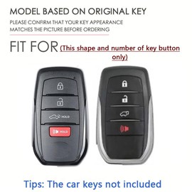 SANRILY Keyless Metal 4 Button Smart Key Fob Cover Compatible with Toyota 2019+ Land Cruiser 2021+ Venza RAV4 Corolla Se Grand Highlander Tundra Crown with Leather Keychain Red