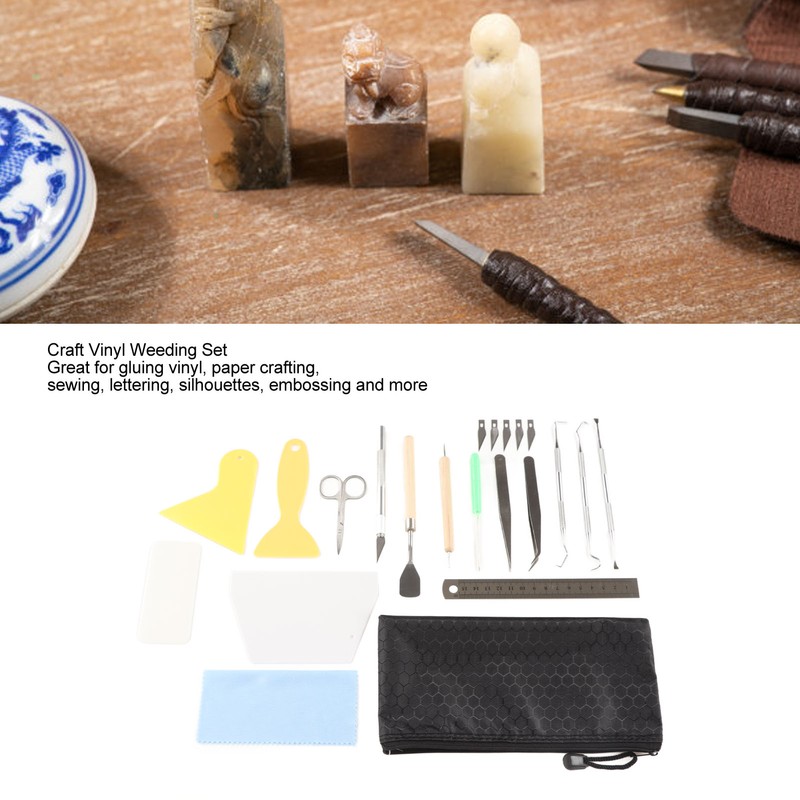 Craft Vinyl Weeding Set 22 Pcs Practical Ruler Carving Pen