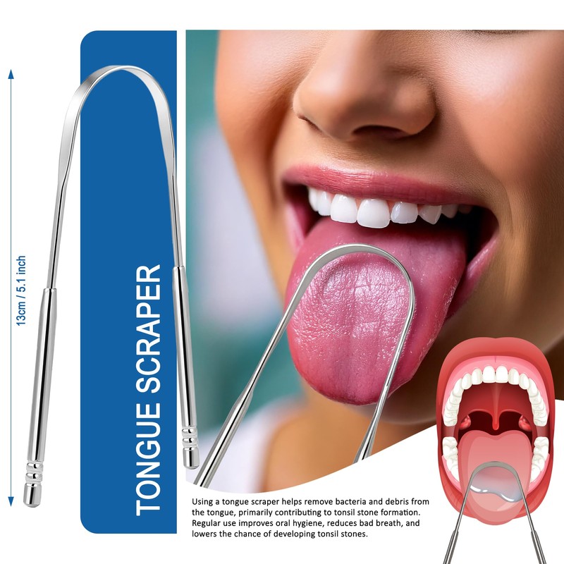 Tonsil Stone Remover Kit with Metal Case, Syringe and Tongue