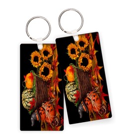 Island Gifting - Pumpkins and Sunflowers - Autumn Pic - Keychains Key Chains Keytags - Set of 2
