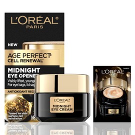 L'Oreal Paris Age Perfect Cell Renewal Midnight Eye Cream, Antioxidant-Rich Under Eye Cream to Treat 8 Signs of Aging, Includes Night Cream Sample