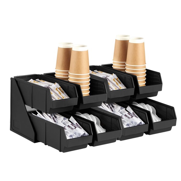 CURTA Black Self Serve Condiment Bin Stand Set, 2-Tier Stand