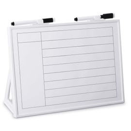 Small Whiteboard for Desk, 12x8.5 Desktop Dry Erase Board with Reusable Pre-Set Chart, Hangable and Standable (Lined Notes)