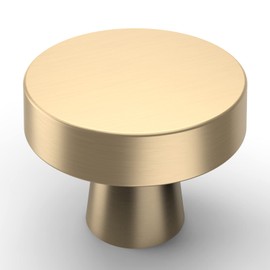 9BUILD 1-1/4 Inch 20 Pack Brushed Brass Round Cabinet Knobs - Gold Zinc Cabinet Hardware Drawer & Dresser Knobs