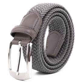 Canvas Elastic Fabric Woven Stretch Braided Belts for Men Women Junior with Multicolored/Full Sizes (M（ fits waist 33"- 36" ）M, Grey)