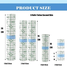 Second Skin Tattoo,6 Rolls 140cm Tattoos Aftercare Waterproof Bandage Wrap Film for Swimming,Shower(6 Rolls(4 Size)
