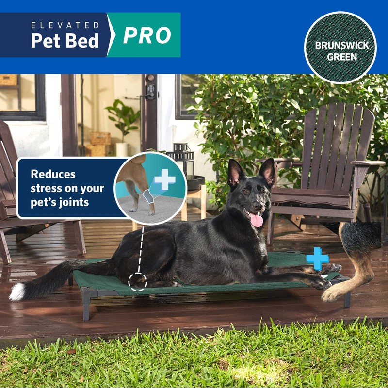 Coolaroo Pro Elevated Dog Bed - Low-Profile Access, Moisture-Resistant Cover,