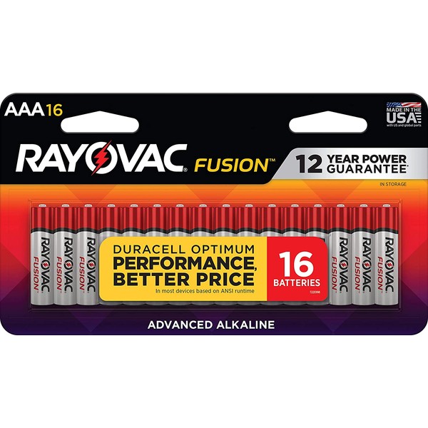 Rayovac Fusion AAA Batteries, Premium Alkaline Triple A Batteries (16 BatteryCount)