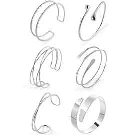 FIRSAUKI Minimalist Coil Arm Cuff Bangle for women Adjustable Arm Cuffs Upper Arm Bracelet Open Armlet Armband Set Jewelry