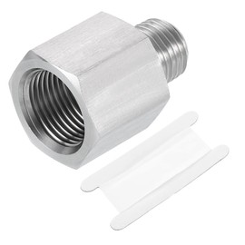 sourcing map Pipe Fitting Reducing Adapter, 1/4" NPT Male x G3/8" Female 304 Stainless Steel Reducer Connector for Water Oil Air Pressure Gauge, Silver