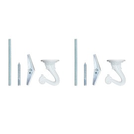 Aspen Creative Matte White 21402-32, Swag 2 Pcs w/Mounting Hardware, 1-1/2" Heavy Duty Ceiling Hooks Plants/Wind Chime Lanterns/Hanging Decorations, Finish