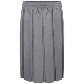 clicktostyle Girls Kids Women School Grey Box Skirt Full Pleated Full Elasticated Waist (15-16 Years)